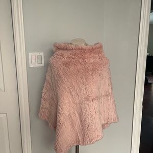 100% Rabbit Fur pink Poncho